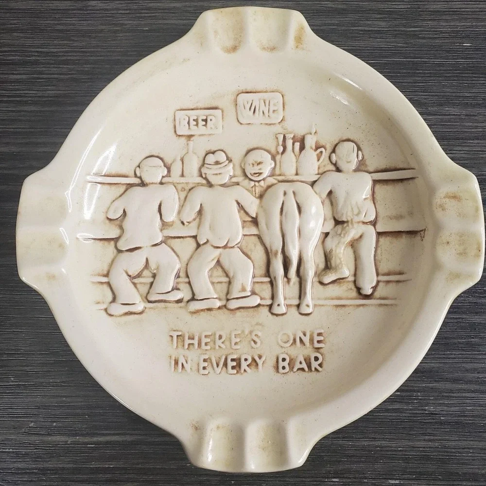 Vintage Ashtray There's One In Every BAR‎ SCENE Horse Behind Humorous Ceramic 7